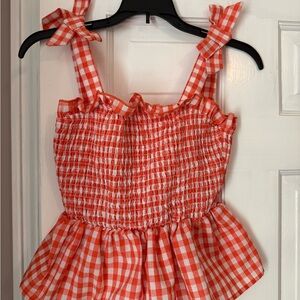 SHEIN Orange Checkered Kids Blouse